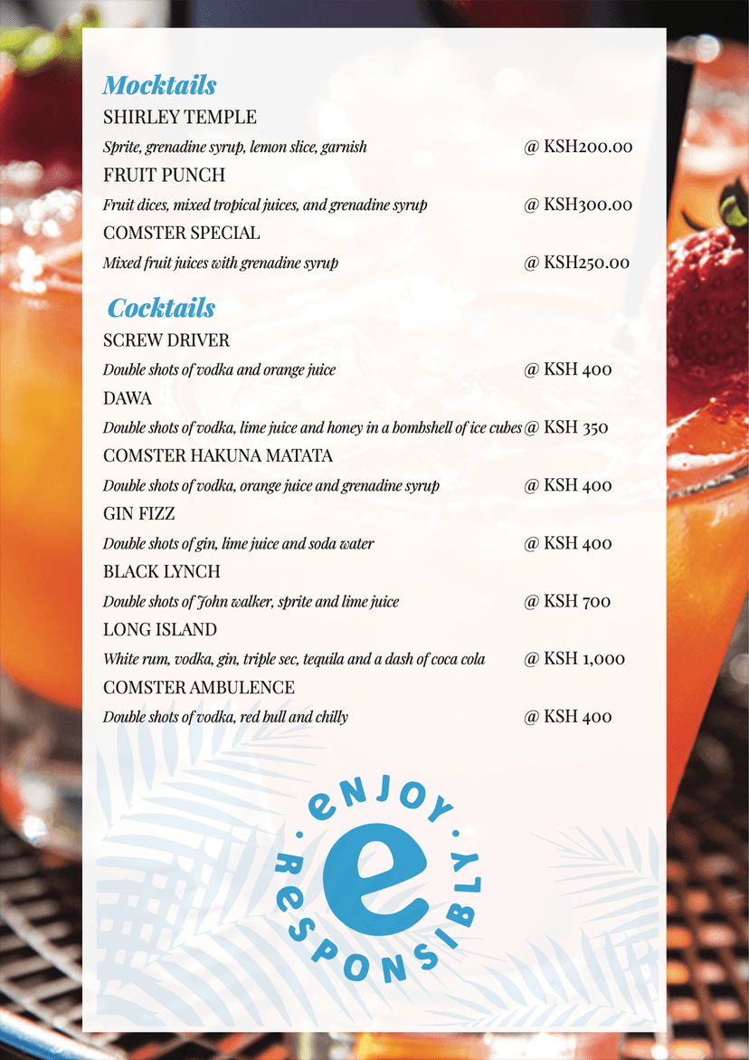 Drinks Menu (Page 3)